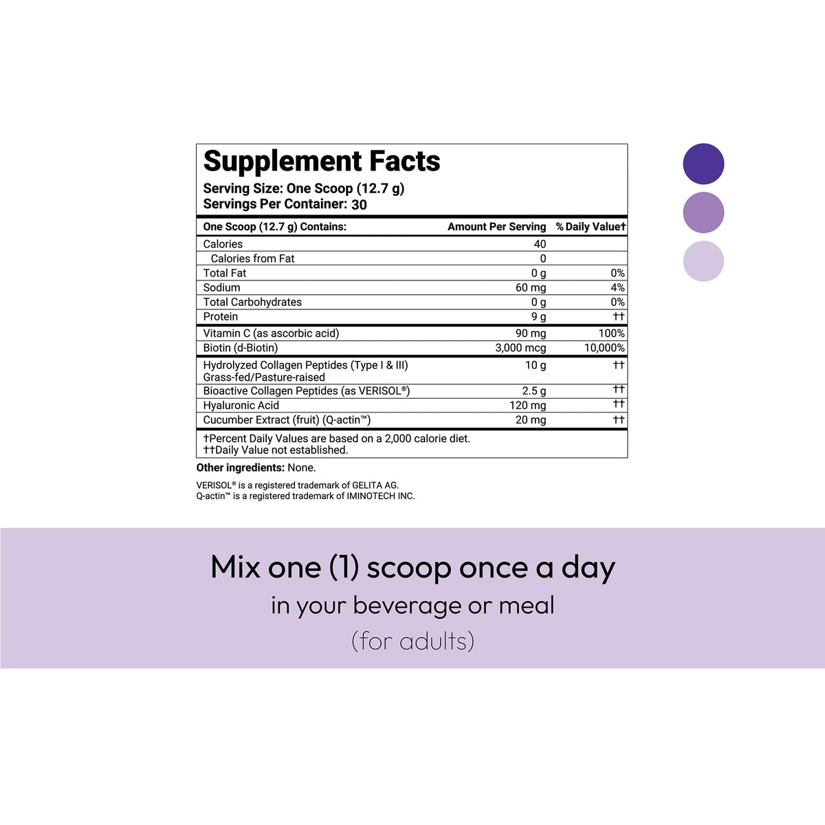 Hydrolyzed Collagen Peptides Type I & III with Vitamin C, Hyaluronic Acid, Biotin, Unflavored Powder, 30 Servings H240072