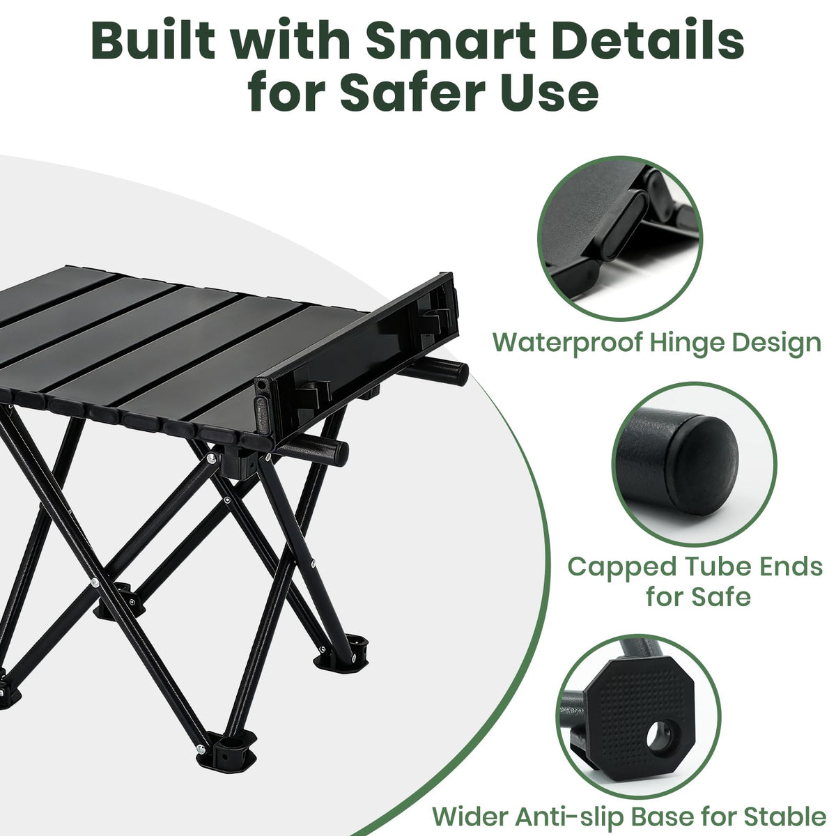 2 Pack Black Foldable Camping Table A137