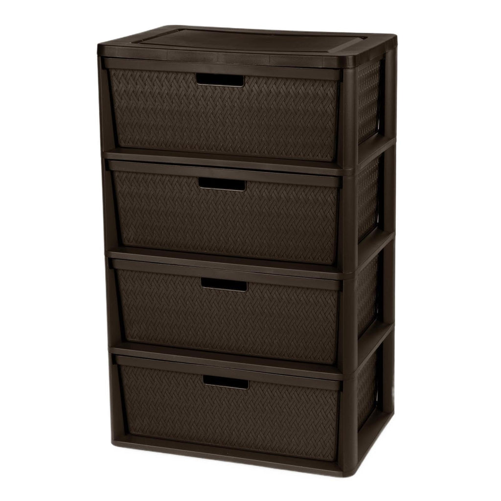 Brown 4-Drawer Storage Tower with Bins V419907