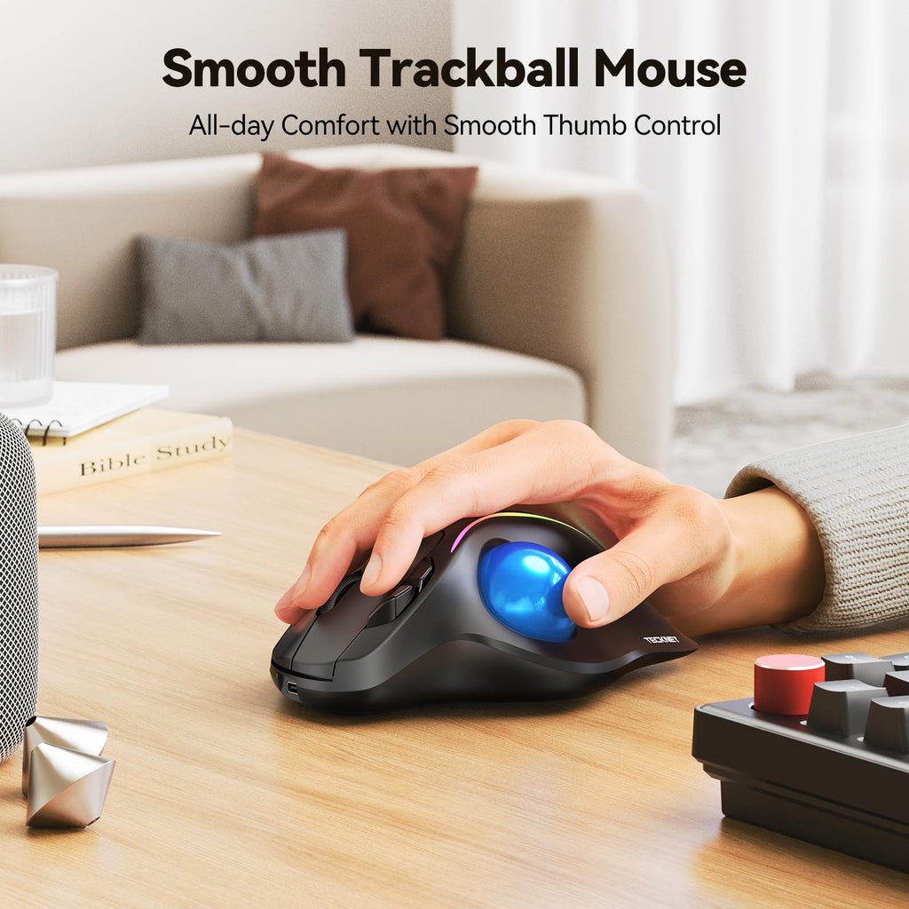 Wireless Bluetooth Ergonomic Trackball Mouse S3270