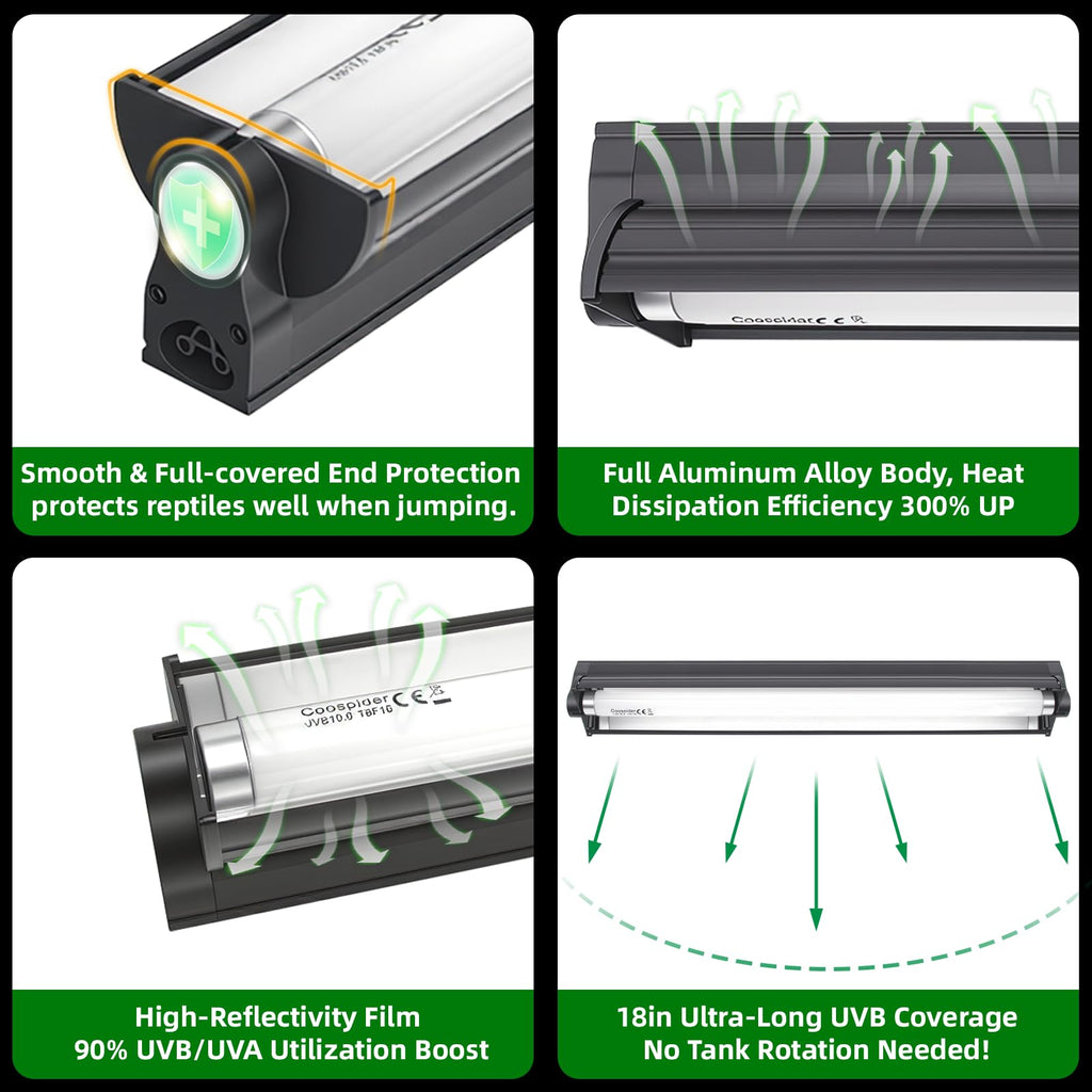 18 Inch 15 Watt UVB 10.0 Fluorescent Reptile Light Fixture Kit Y9644