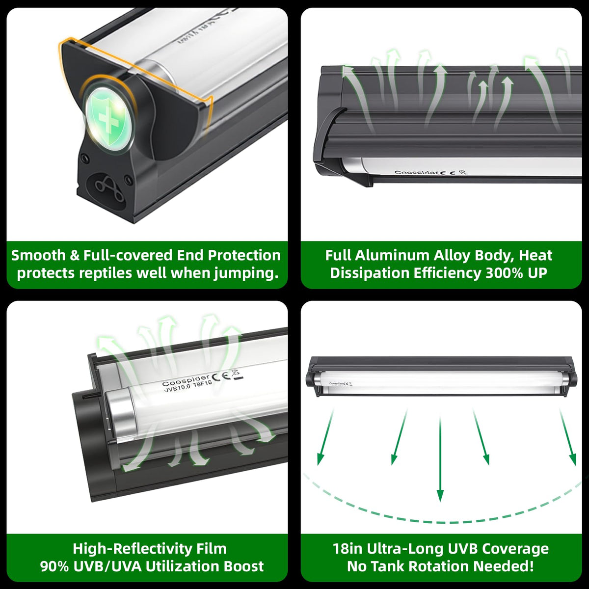 18 Inch 15 Watt UVB 10.0 Fluorescent Reptile Light Fixture Kit Y9644