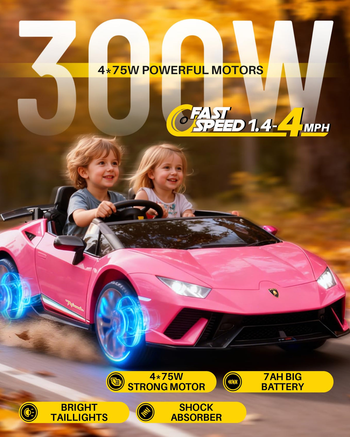 Pink 24V 2 Seater Kids Ride on Car V770