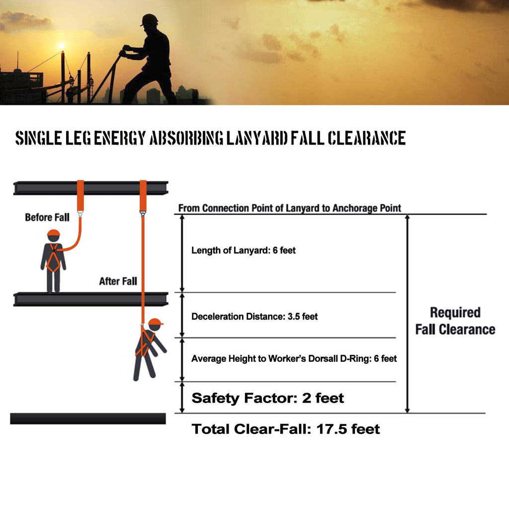 6-Foot Stretchable Safety Lanyard with Double Snap Hook O27634