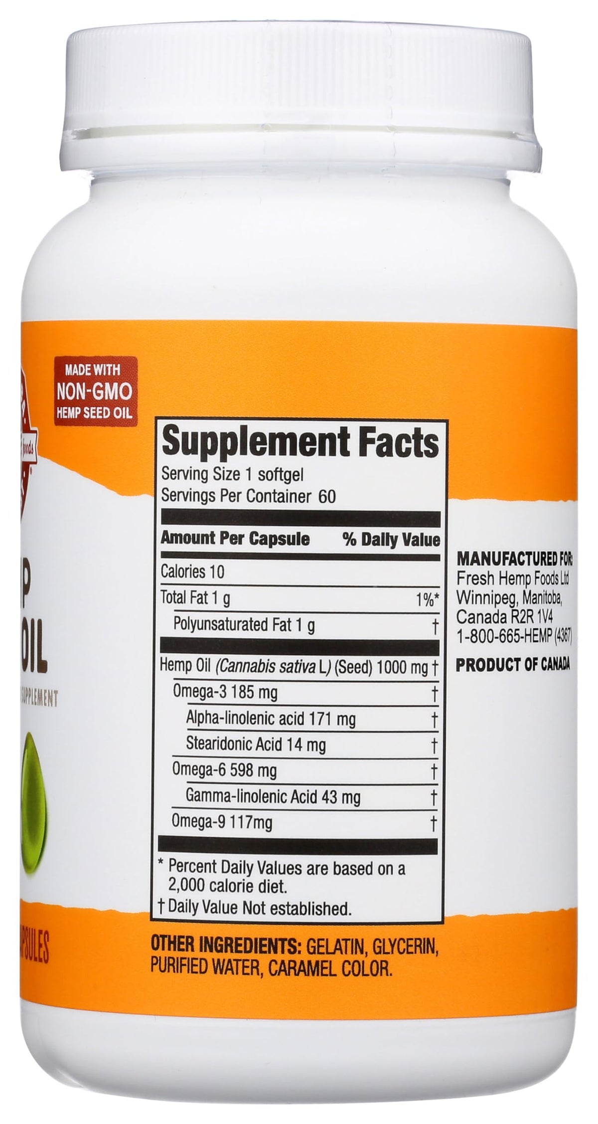 Hemp Seed Oil Softgel Capsules, 60 Count L12757