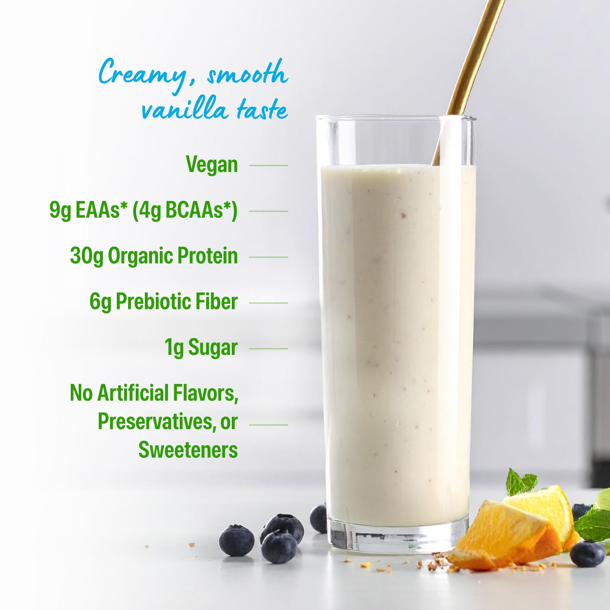 Organic Vegan 30g High Protein Powder Vanilla 2.01 lb J559114