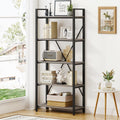5 Tier Grey Wood and Metal Bookshelf N512