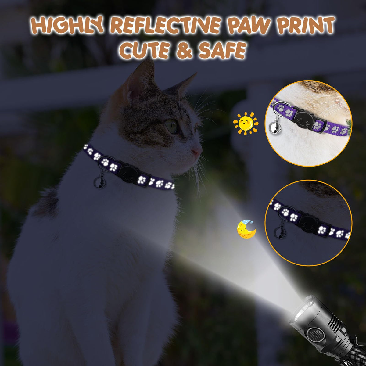 16 PCS Breakaway Reflective Nylon Cat Collars with Bells L41325