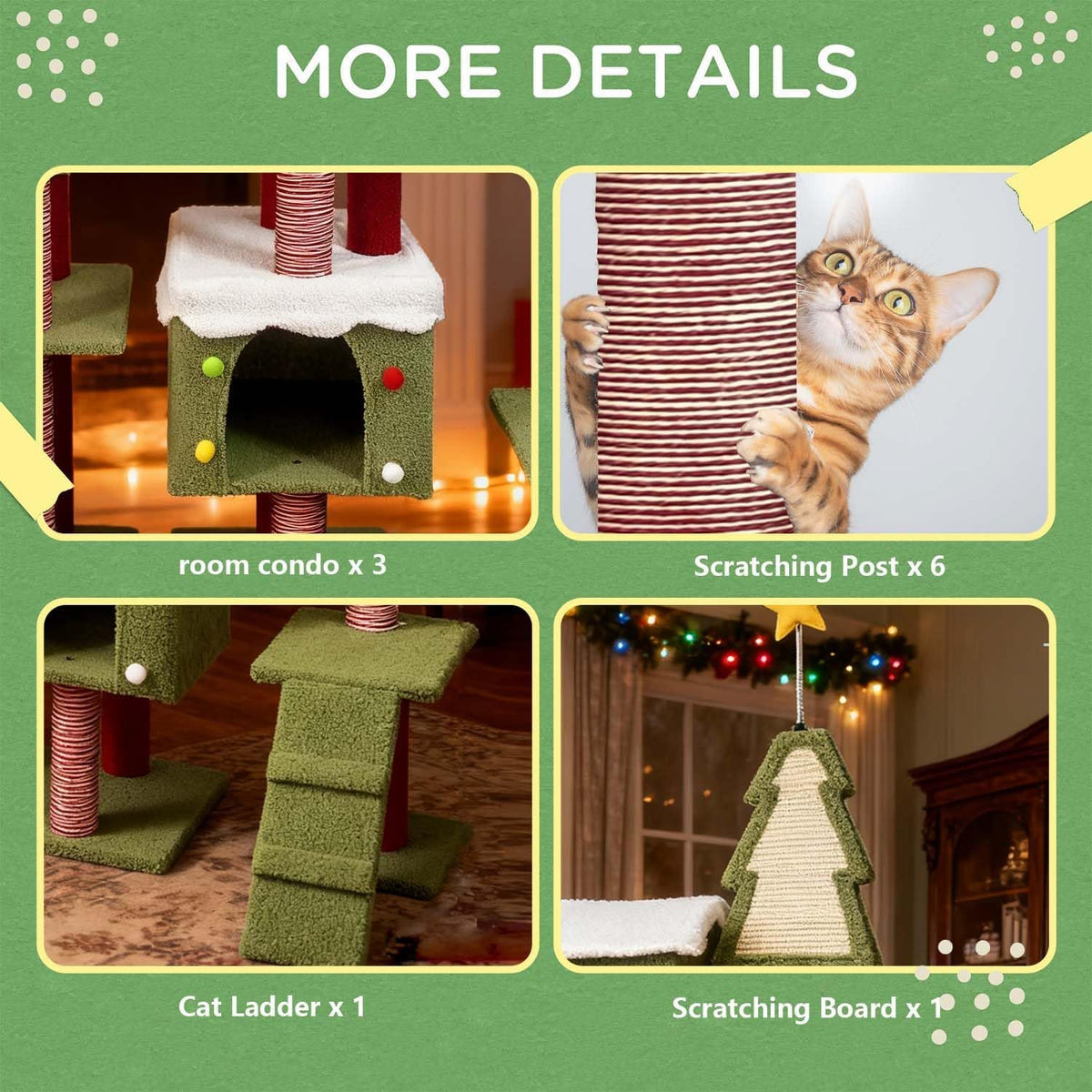 70.8" Cat Tree Tower with Scratching Post & Ladder I431