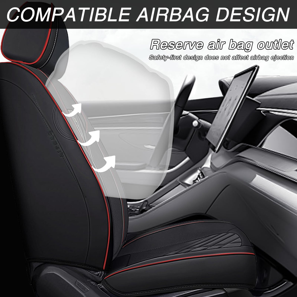 Black-Red Leather Car Seat Covers Full Set M59788