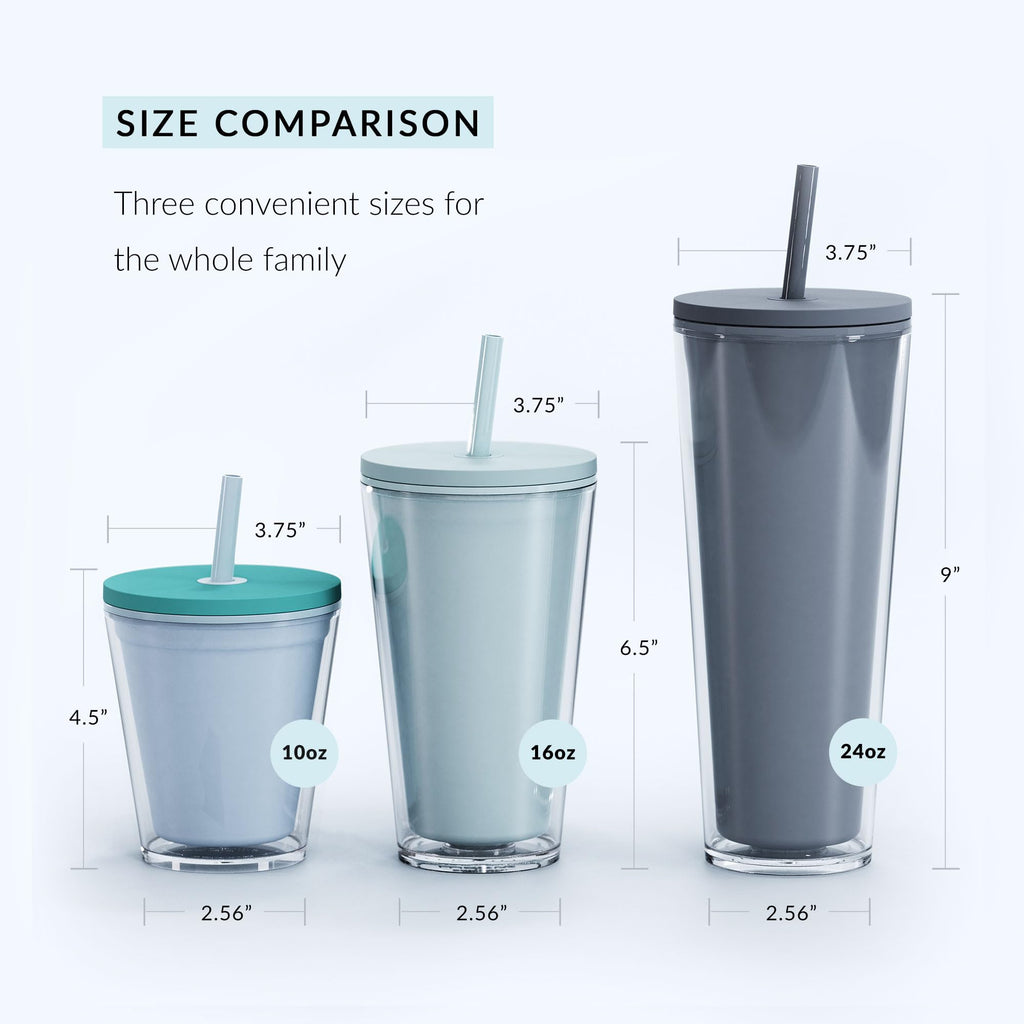 Clear 16oz Insulated Acrylic Tumbler with Lid and Straw, 2 Pack E5659
