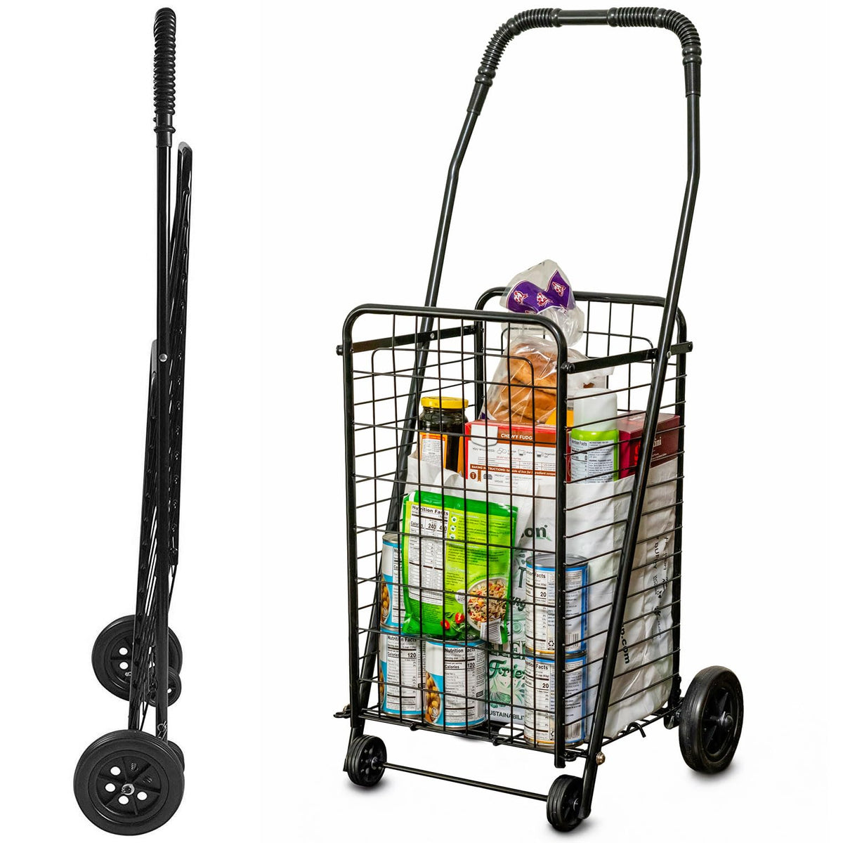 Black Foldable Utility Cart with Wheels Z67682