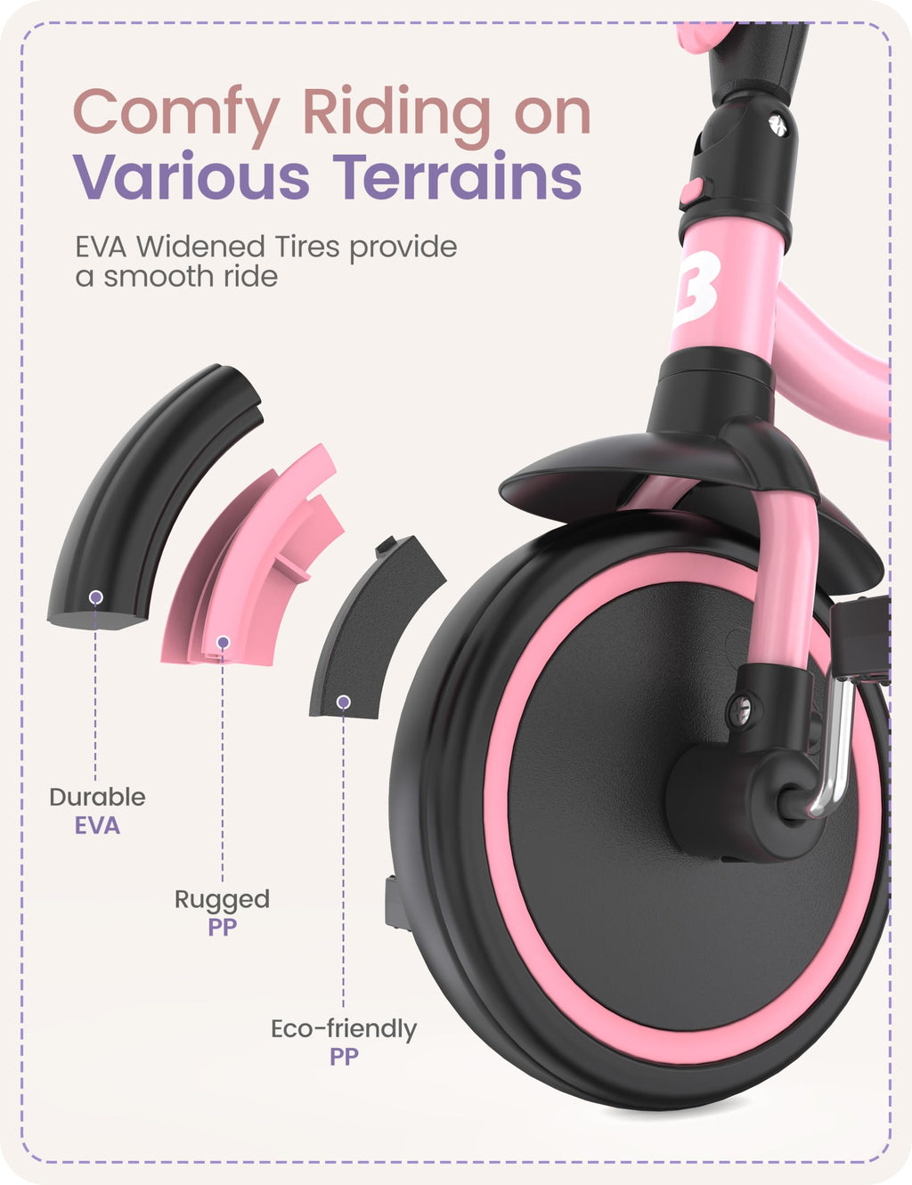 Pink Toddler Tricycle with Bell T901474