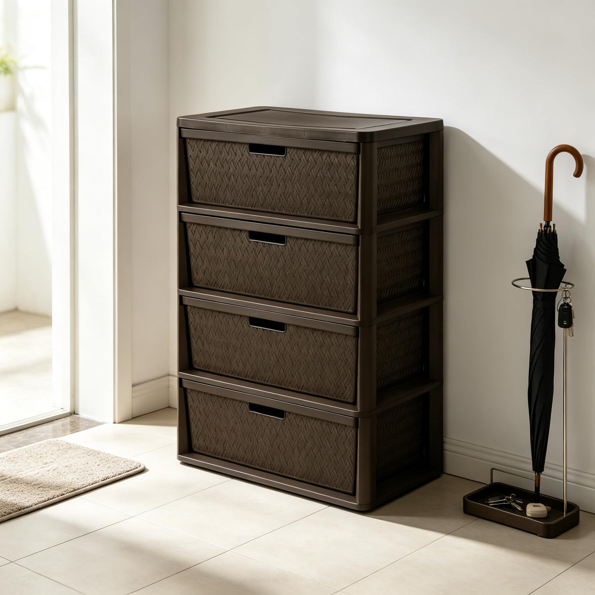 Brown 4-Drawer Storage Tower F52028