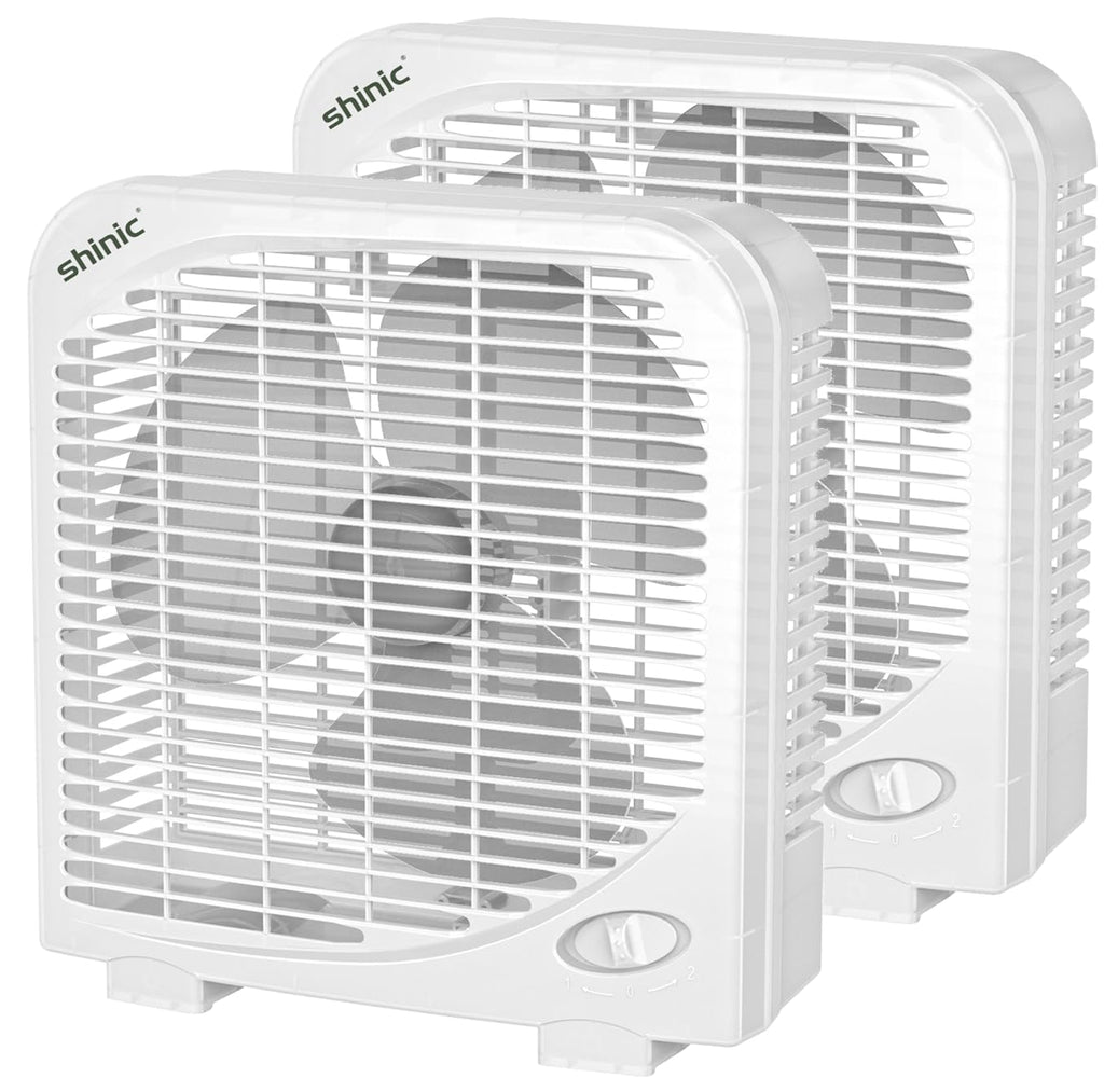 2 Packs 10" Tabletop Box Fan, 2 Speeds, White J41811