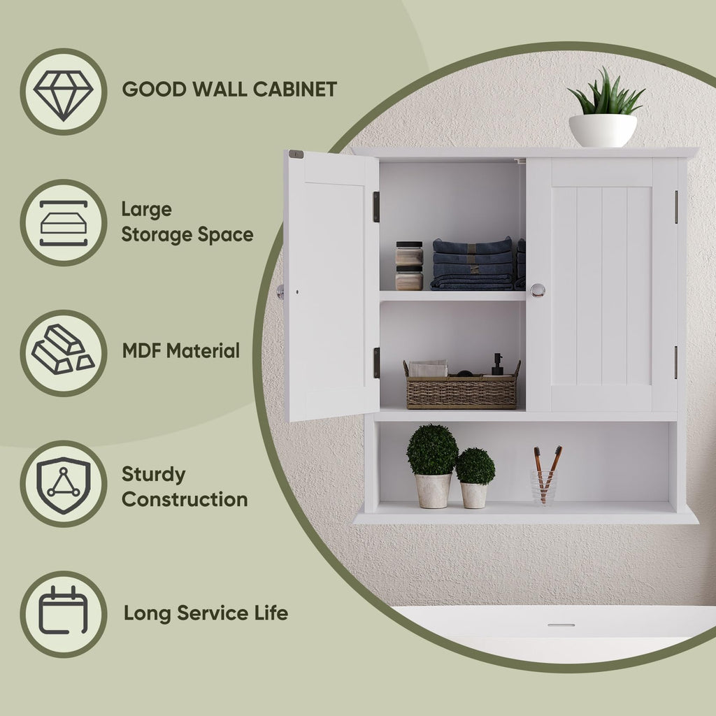White Wall Mounted Bathroom Cabinet with 2 Door H647