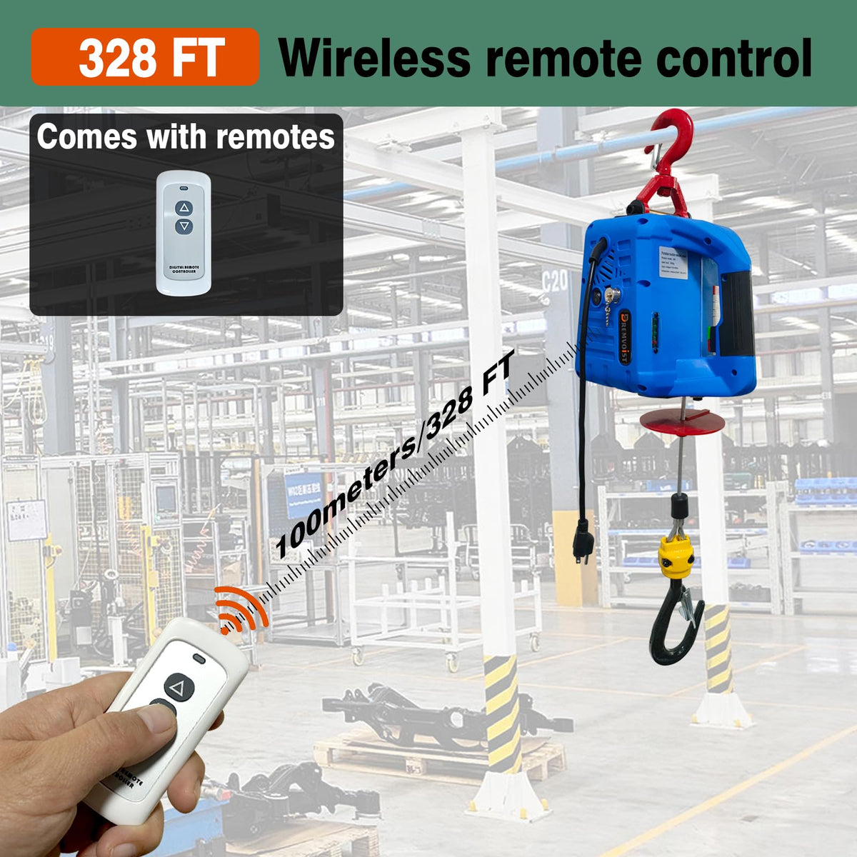 1500lb Portable Electric Hoist Winch X774