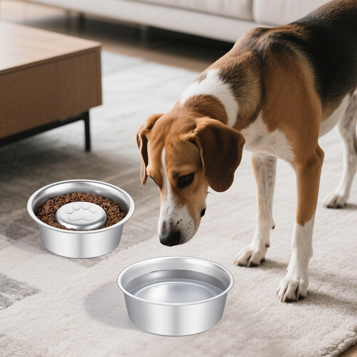 Stainless Steel Pet Dog Water and Food Bowl, 2-Pack Q4808
