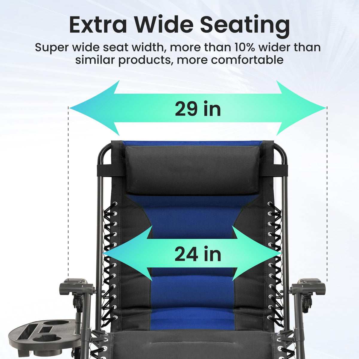 Oversized Zero Gravity Chair 2 Pack Folding Recliner with Pillow & Cup Holder U3280