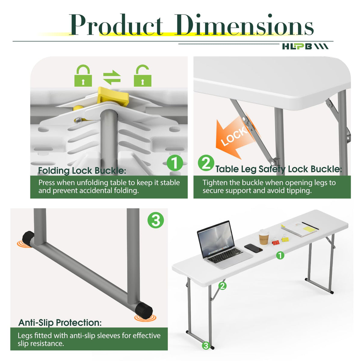 6 ft Narrow Folding Table with Handle & Safety Locks B92679