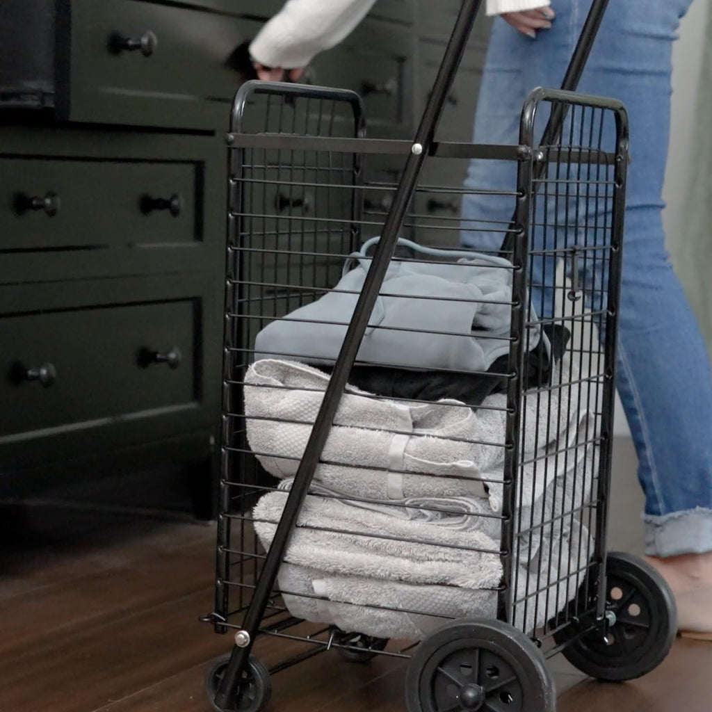 Black Foldable Utility Cart with Wheels Z67682