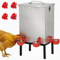 3 Gallon Stainless Steel Chicken Waterer with Cups & Nipples R3068