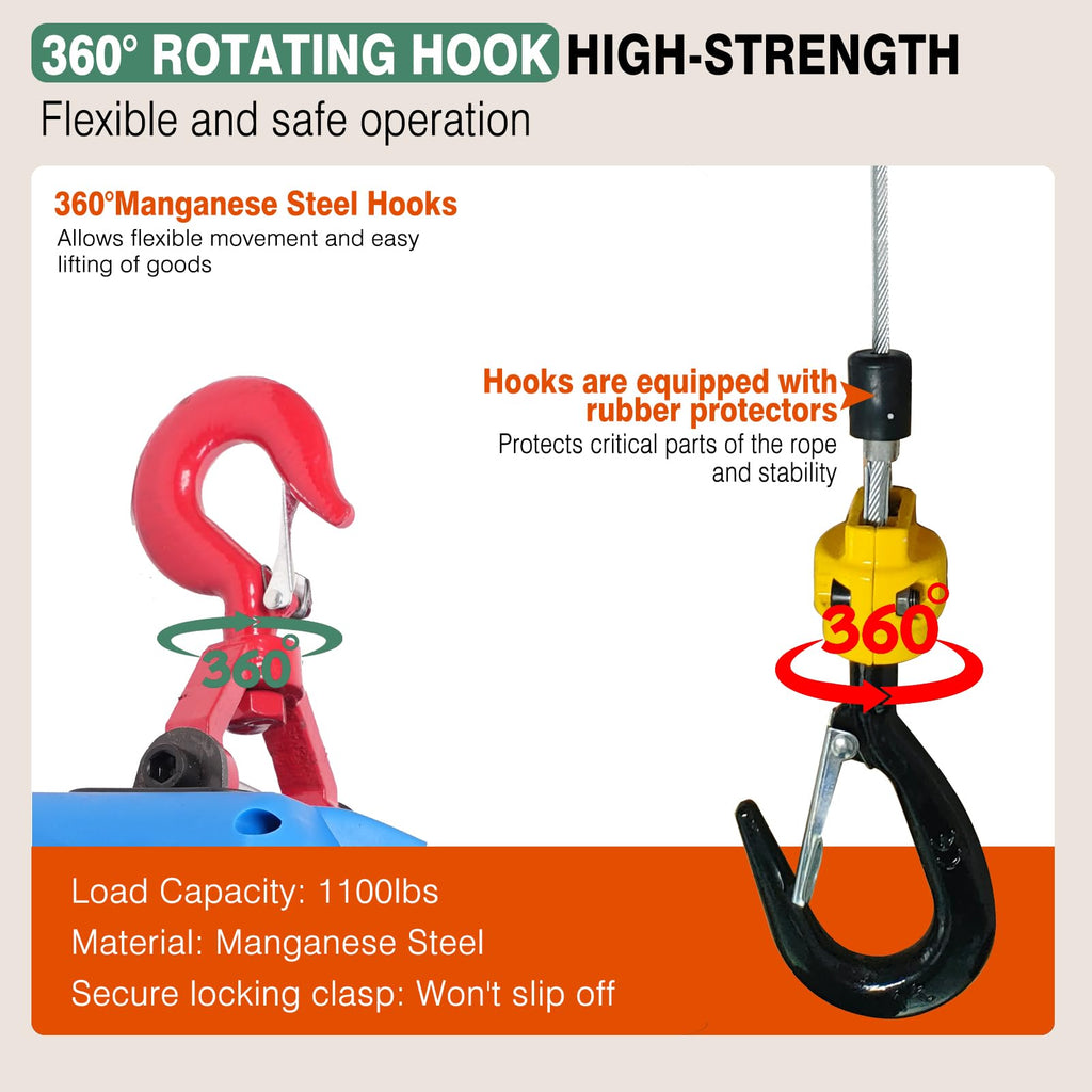 1500lb Portable Electric Hoist Winch X774