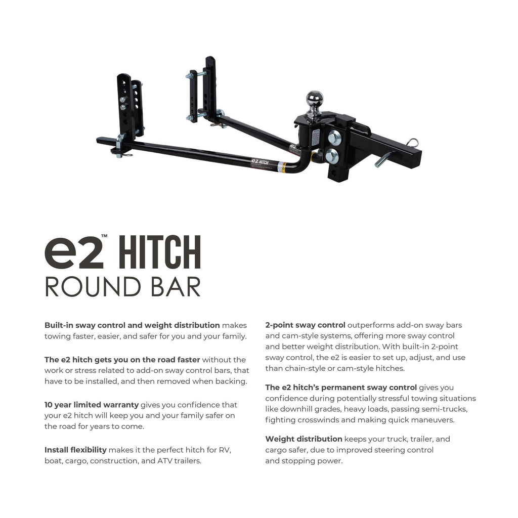 2-Point Sway Control Round Bar Hitch, 8,000 Lbs Trailer Weight Rating P36536