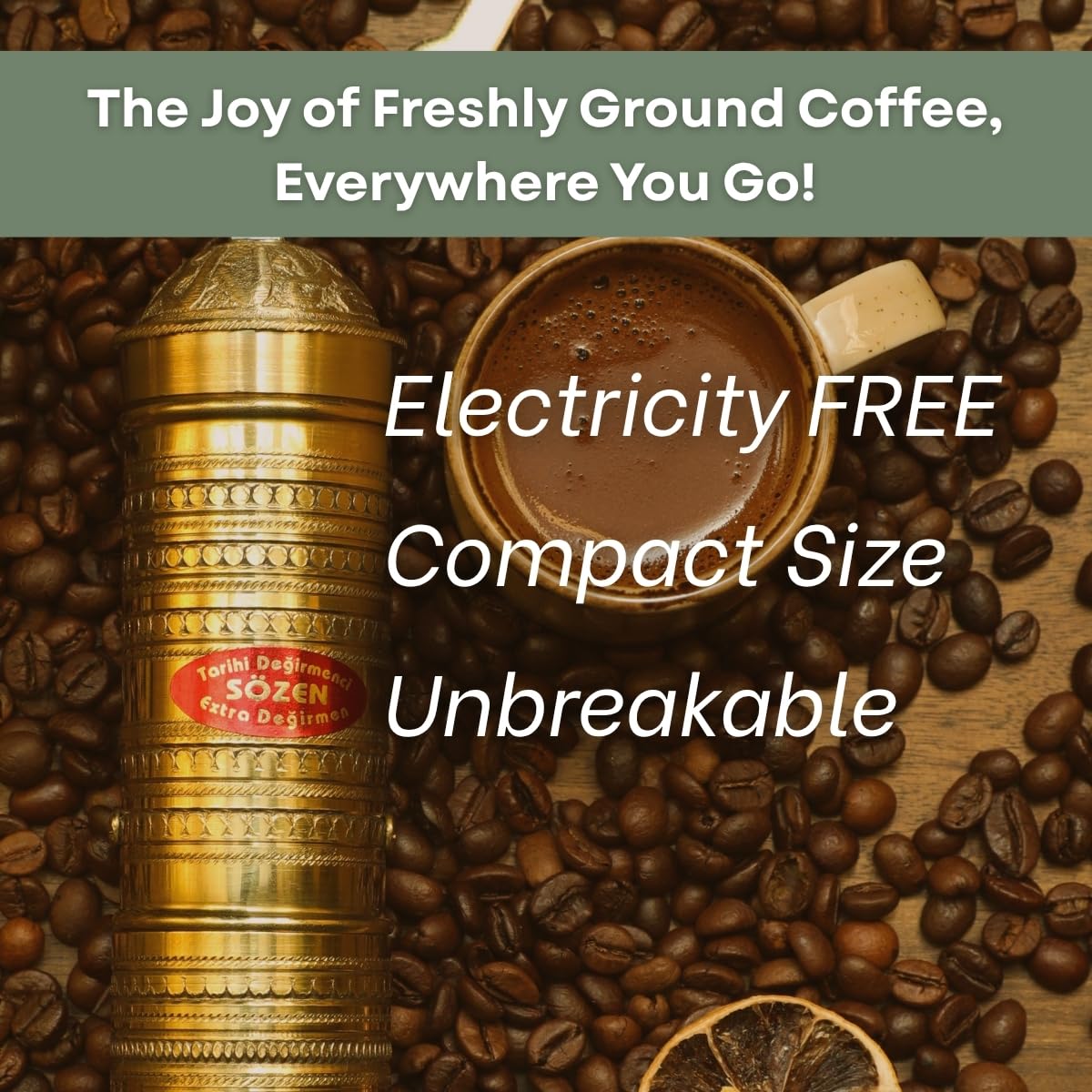 Manual Coffee Grinder Adjustable Hand Crank Burr Mill D2423
