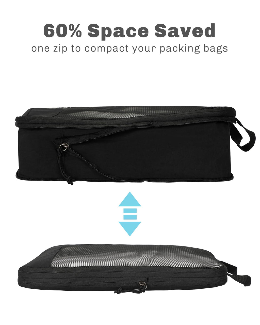 Rolling Backpack with Wheels 43L 17 inches Laptop Jet Black 6PC Packing Cubes U827108