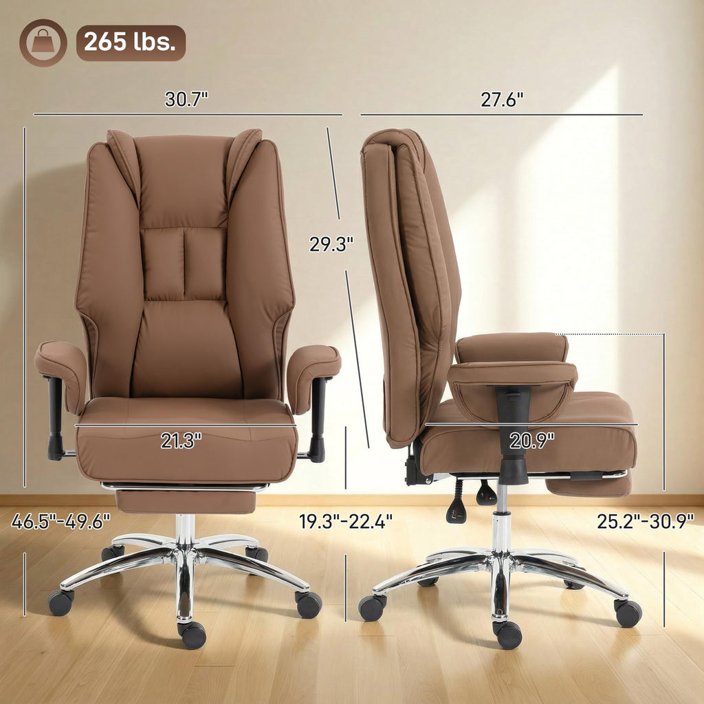 Brown Ergonomic Reclining Office Chair with Footrest V772526
