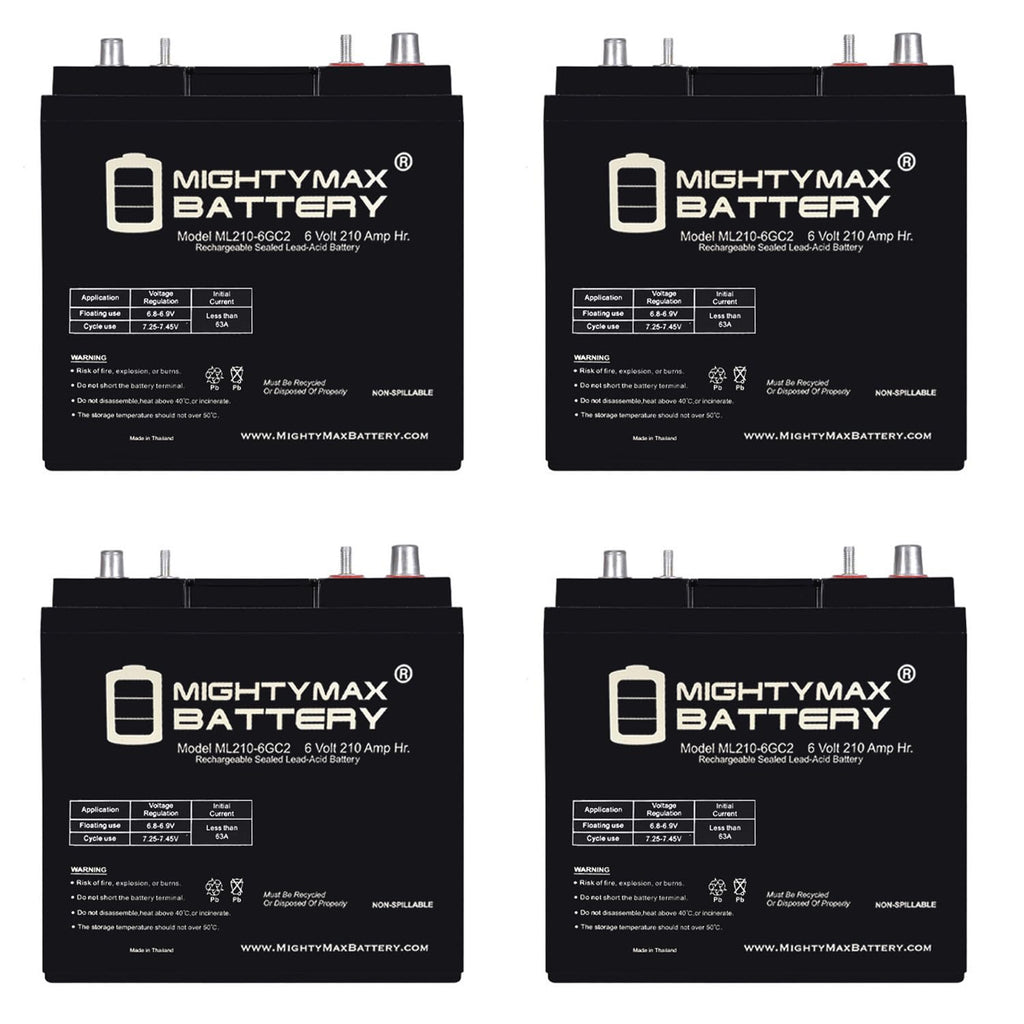 6V 210AH Dual Terminal SLA Deep Cycle Battery 4 Pack O7677