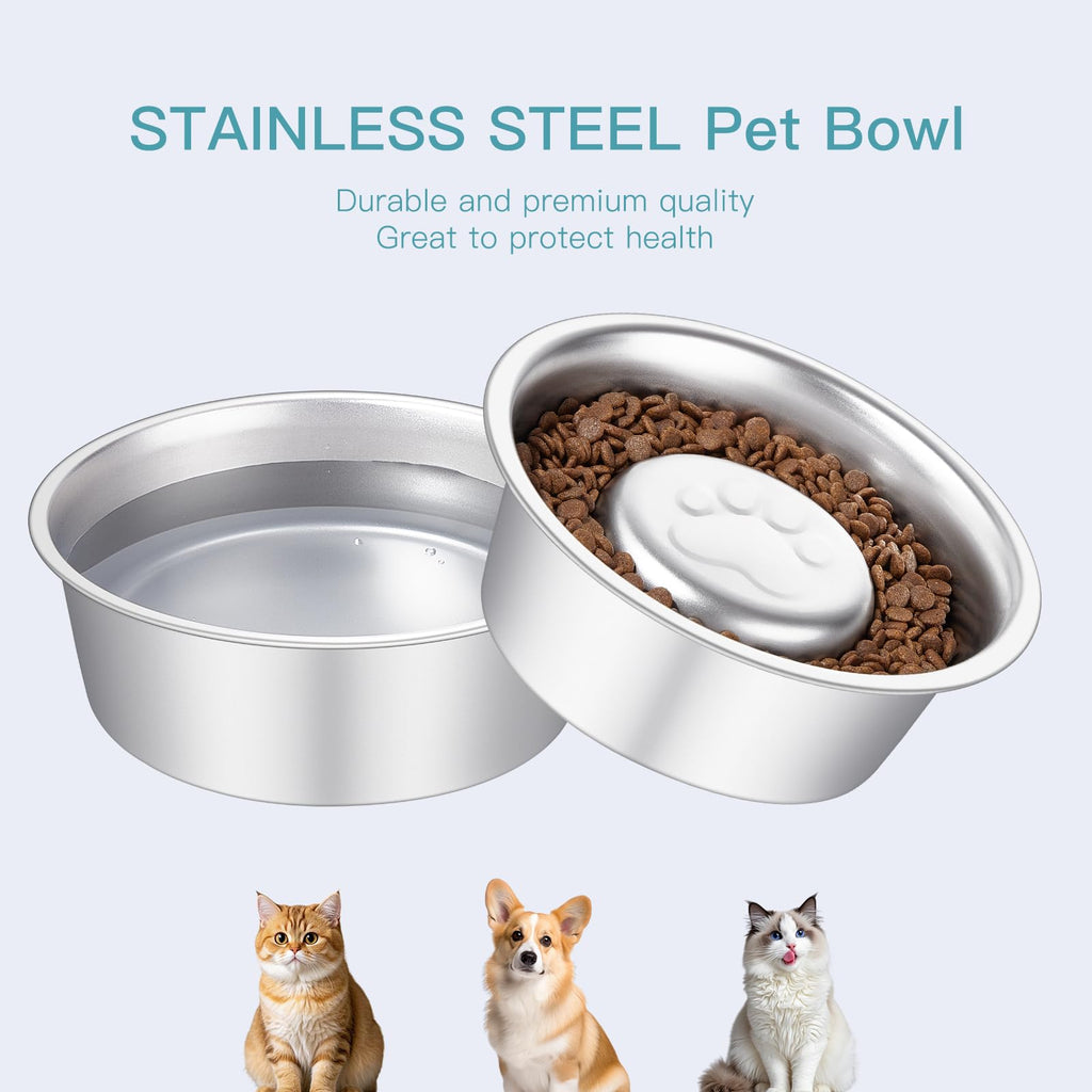 Stainless Steel Pet Dog Water and Food Bowl, 2-Pack Q4808