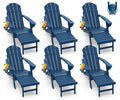 Blue Folding Adirondack Chairs with Ottoman Set of 6 S4360