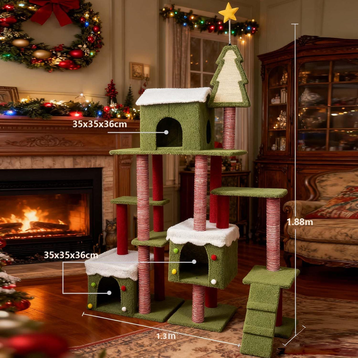 70.8" Cat Tree Tower with Scratching Post & Ladder I431