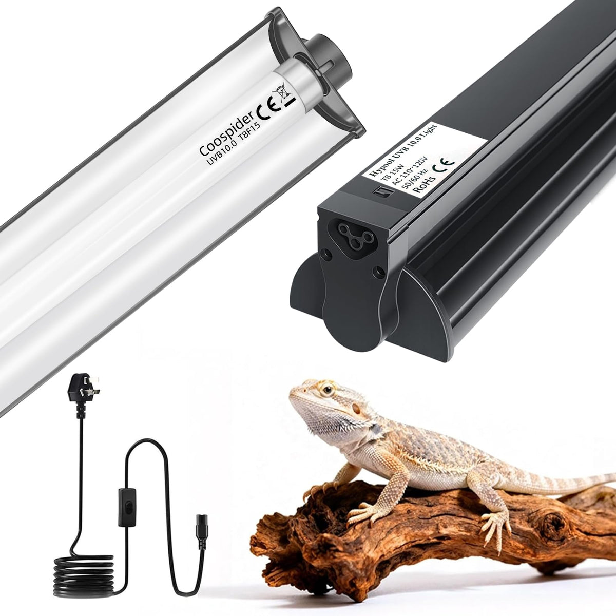 18 Inch 15 Watt UVB 10.0 Fluorescent Reptile Light Fixture Kit Y9644