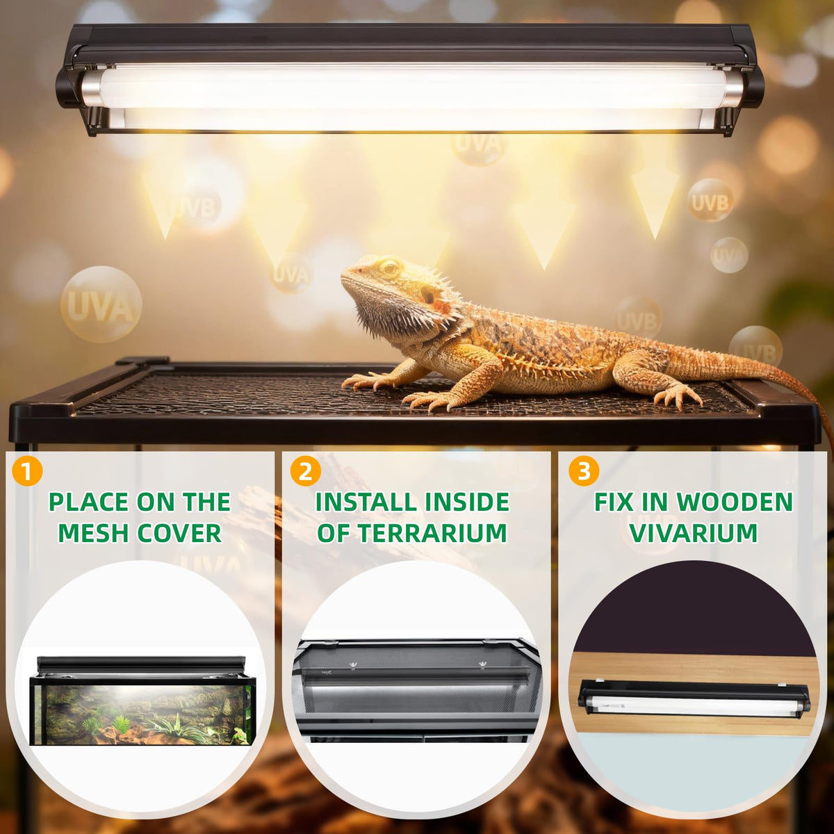 18 Inch 15 Watt UVB 10.0 Fluorescent Reptile Light Fixture Kit Y9644