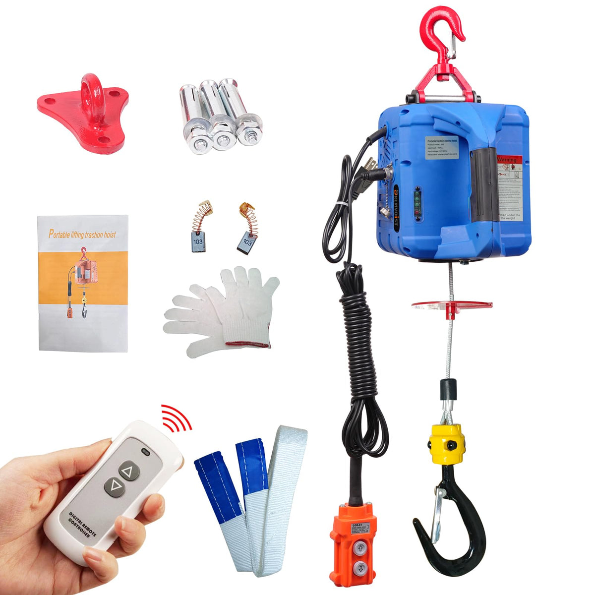 1500lb Portable Electric Hoist Winch X774