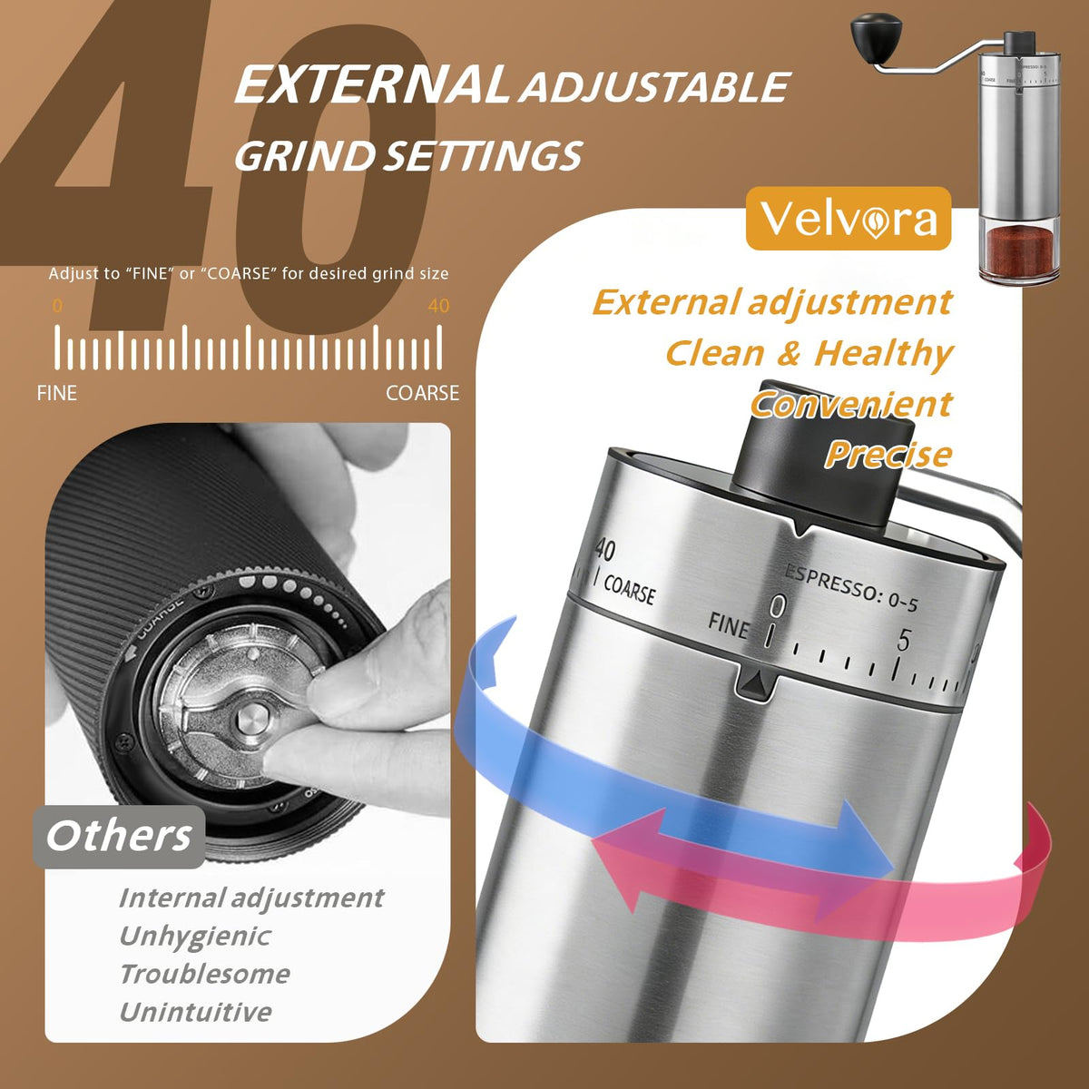 Manual Coffee Grinder, Ceramic Burr R143157