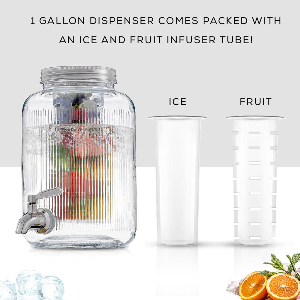 1 Gallon Glass Beverage Dispenser with Stainless Steel Spigot D516870