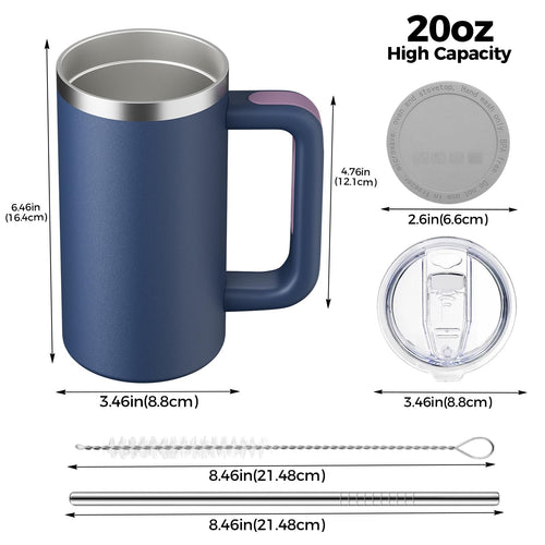 20oz Insulated Coffee Mug With Handle Ocean Blue M334
