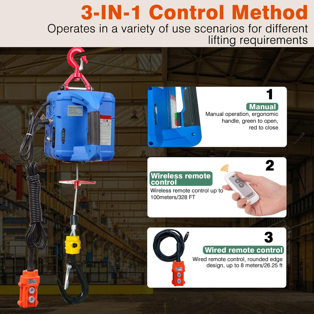 1500lb Portable Electric Hoist Winch X774