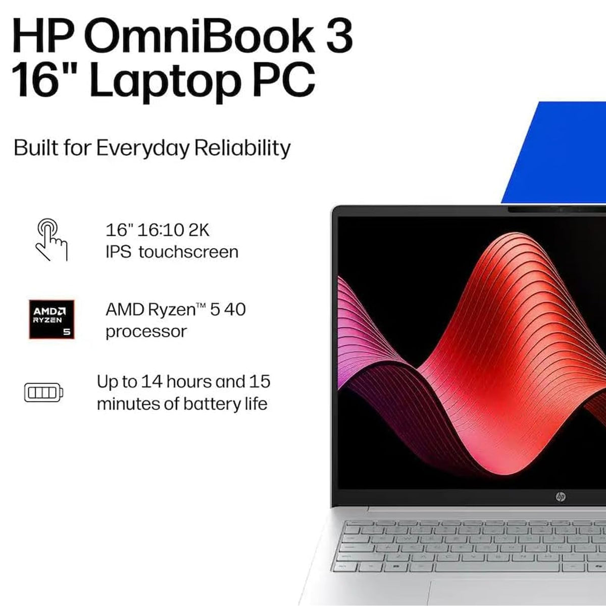 16" 2K Touchscreen Laptop AMD Ryzen 5 8GB RAM 512GB SSD Windows 11 J5013