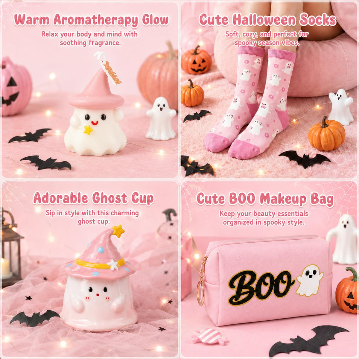 Pink Halloween Boo Basket Set with 14oz Cups Z427692