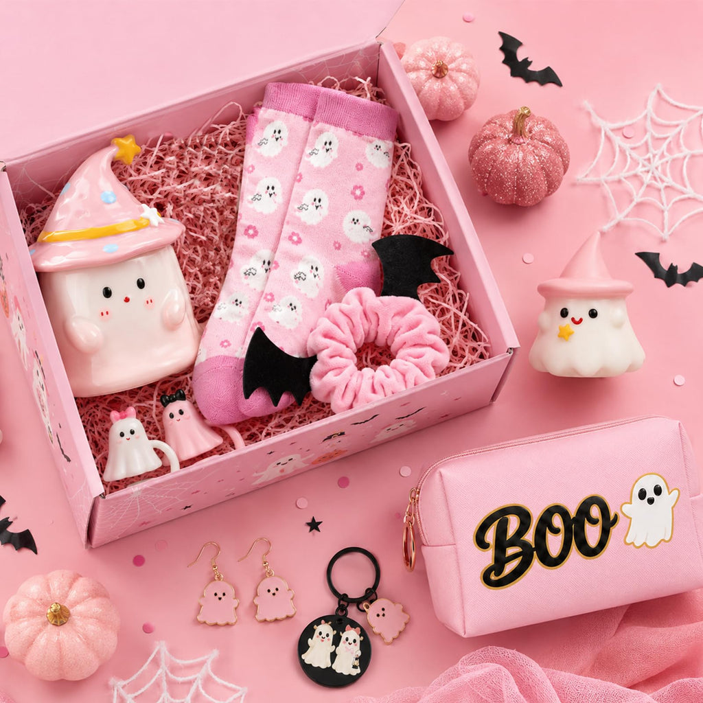 Pink Halloween Boo Basket Set with 14oz Cups Z427692