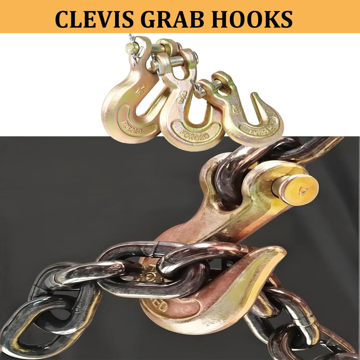 3/8Inch Grade 70 Clevis Grab Hooks 4 Pack C52875