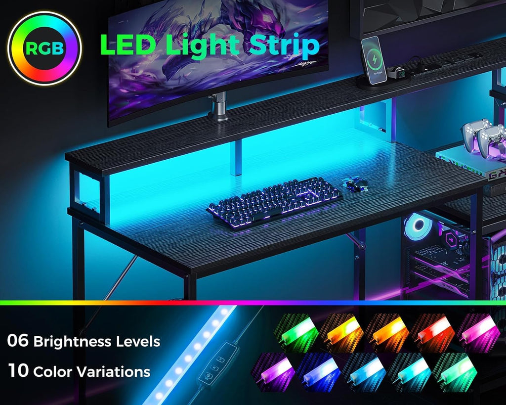 98'' 2 Person Gaming Desk with LED Lights K441757