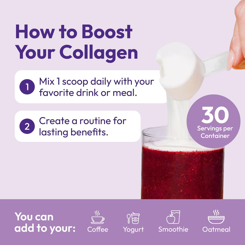 Hydrolyzed Collagen Peptides Type I & III with Vitamin C, Hyaluronic Acid, Biotin, Unflavored Powder, 30 Servings H240072