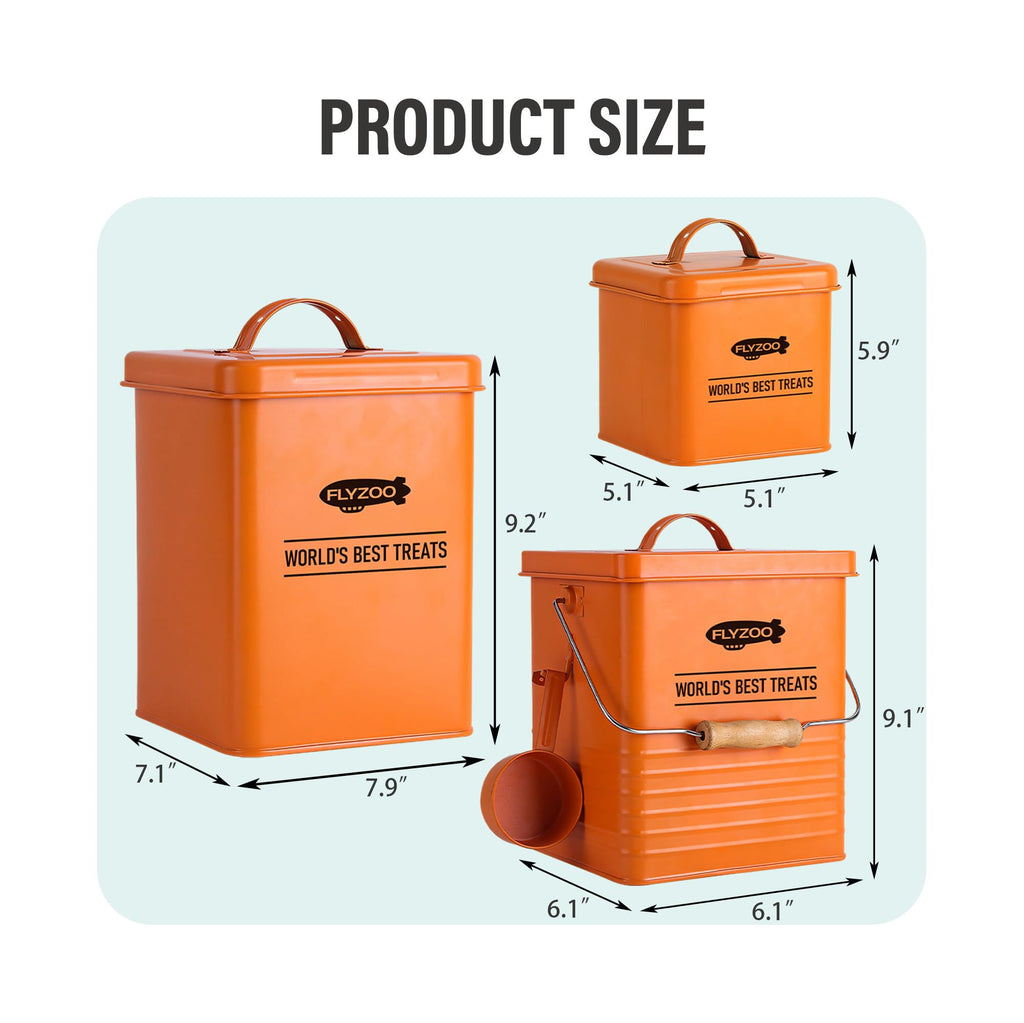 Metal Dog Food Containers with Lids and Spoon, 3 Set H20584