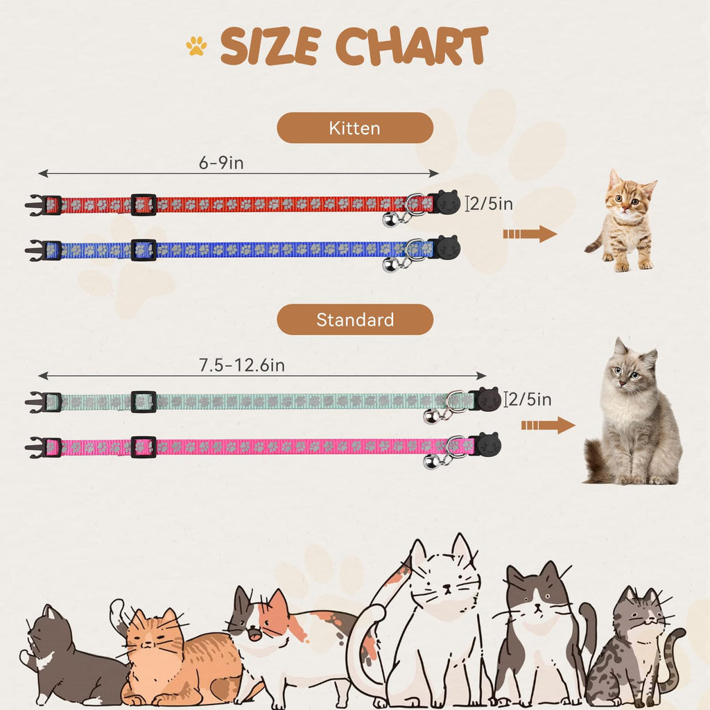16 PCS Breakaway Reflective Nylon Cat Collars with Bells L41325